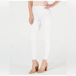 SPANX Women's‎ distressed white ankle skinny jeans jeggings sz L 20229R Pull On